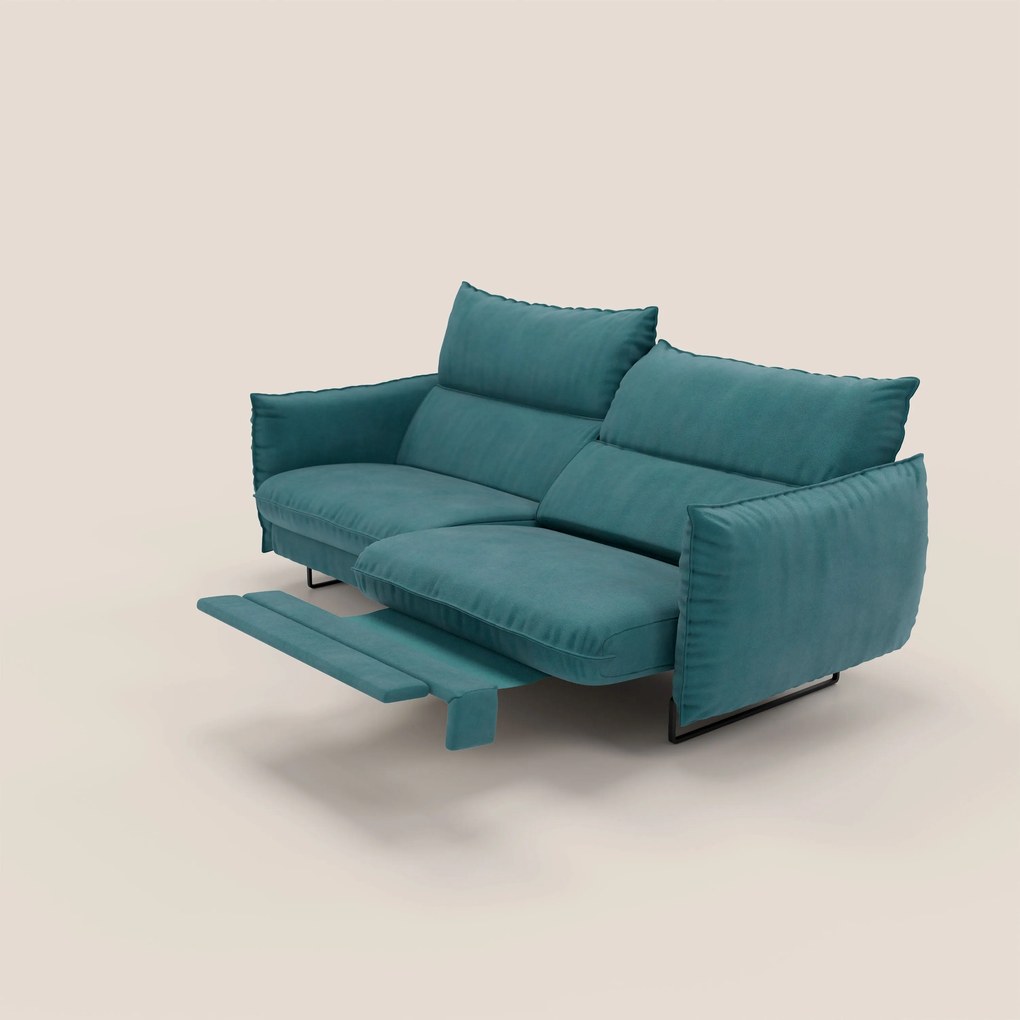 Monamour Divano dal design moderno con opzione relax elettrico in microfibra smacchiabile impermeabile T11 petrolio