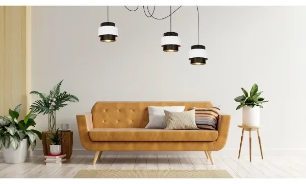 Lampadario a sospensione con filo NESS 3xE27/60W/230V ragno nero/bianco