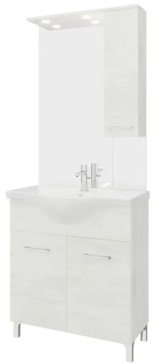 Mobile sottolavabo e lavabo con sifone Symoa legno bianco in truciolare L 75 x H 81.5 x P 50.5 cm 1 vasca, 2 ante