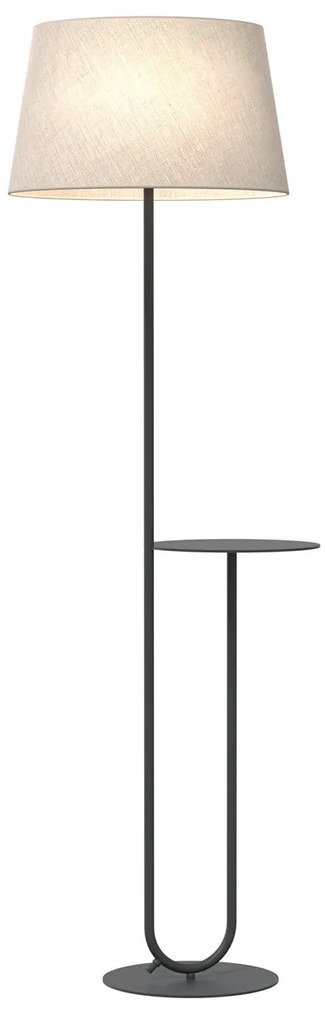 Piantana 1 Luce Horus Paralume In Tessuto Beige Con Mensola In Acciaio Nero