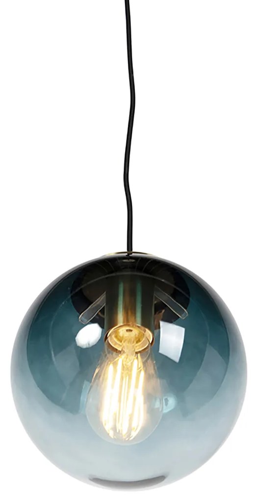 Lampada a sospensione intelligente in ottone con vetro blu oceano 20 cm incl. Wifi ST64 - Pallon