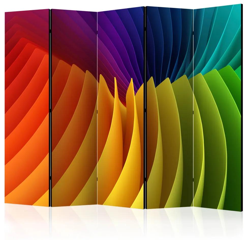 Paravento separè Onda arcobaleno II - figure geometriche colorate in onda astratta