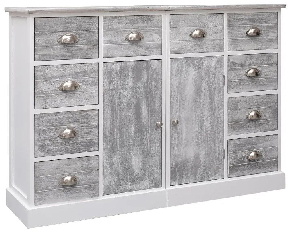 Credenza Con 10 Cassetti Grigia 113x30x79 Cm İn Legno /