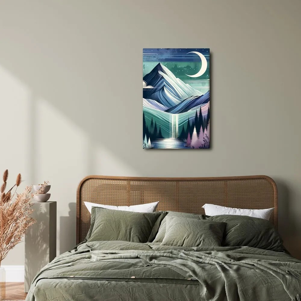 Quadro su tela – Bosco e montagne di notte