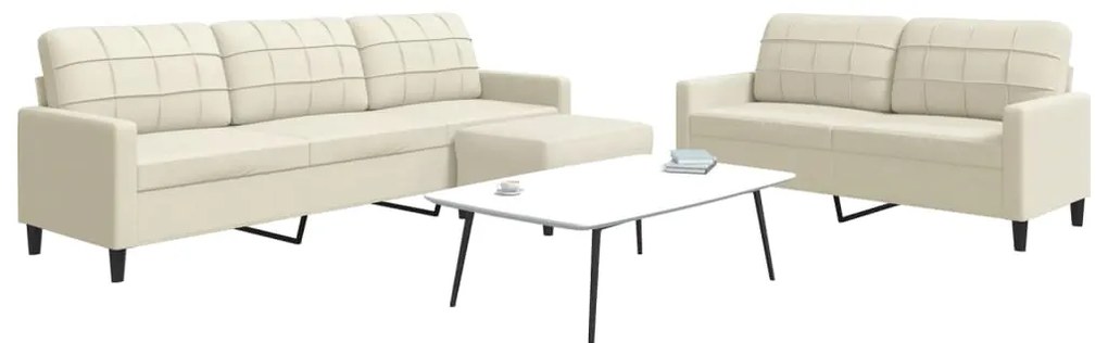 Set Di Divani 3 Pz Con Cuscini Crema İn Velluto /