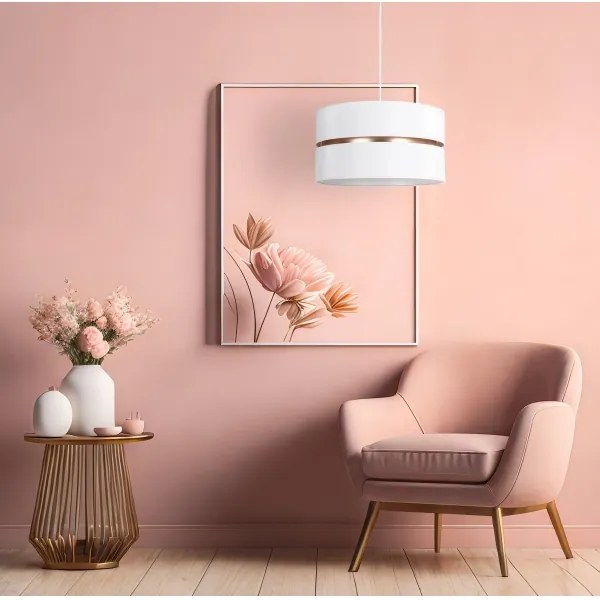 Duolla - Lampadario a sospensione con filo DUO 1xE27/15W/230V diametro 40 cm bianco/oro