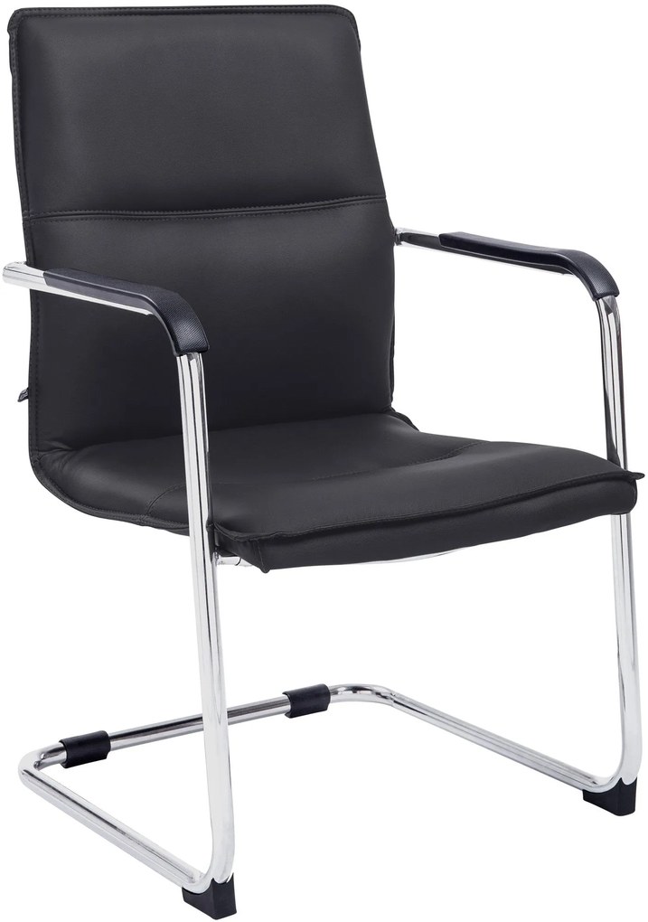 Sedia Per Visitatori Freischwinger "seattle" İn Ecopelle E Metallo Cromato - Stile E Comfort İn Una Sola Soluzione. / Schwarz