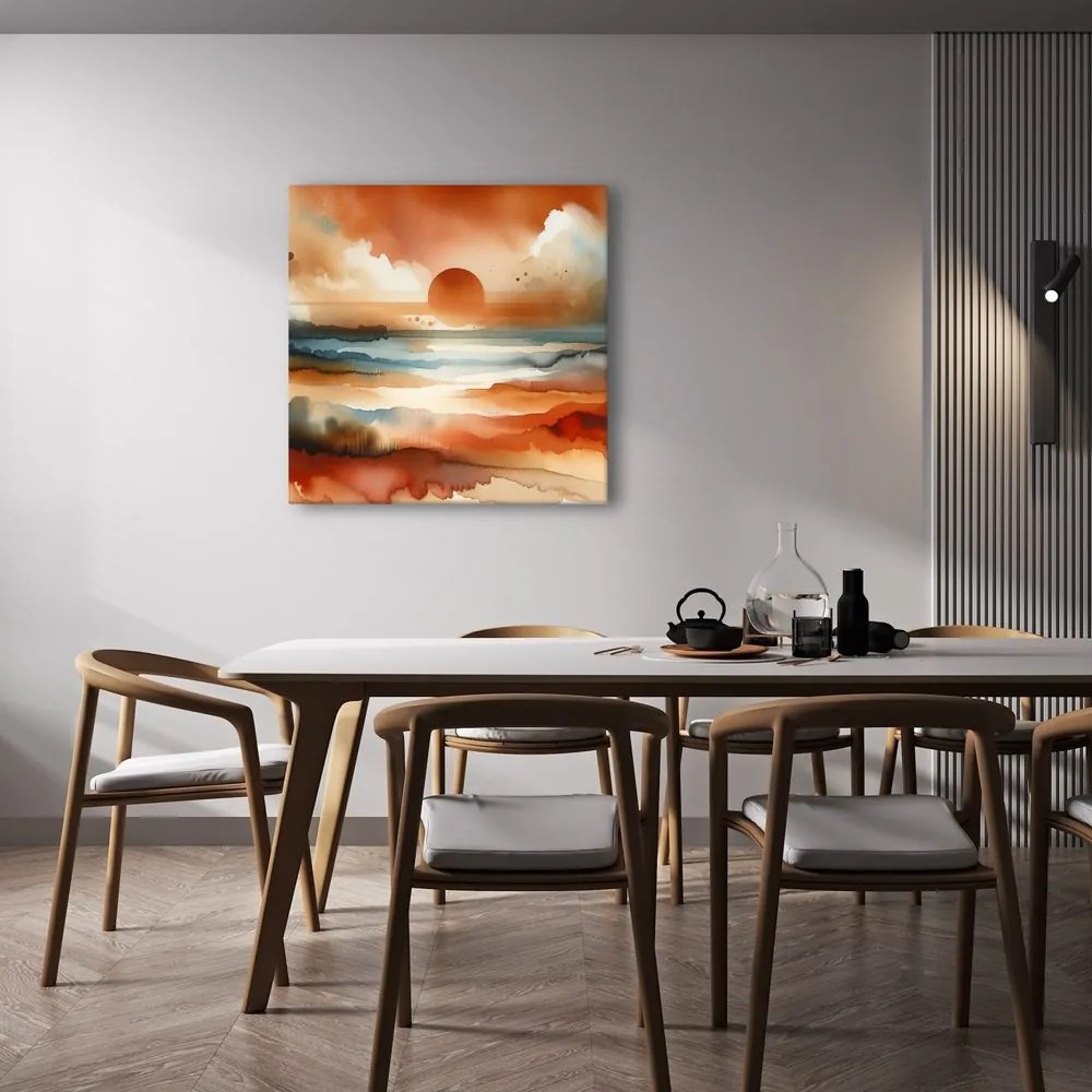 Quadro su tela – Tramonto rosso sopra il paesaggio