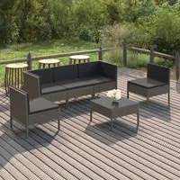 Set Divani da Giardino 6 pz con Cuscini in Polyrattan Grigio cod mxl 41948