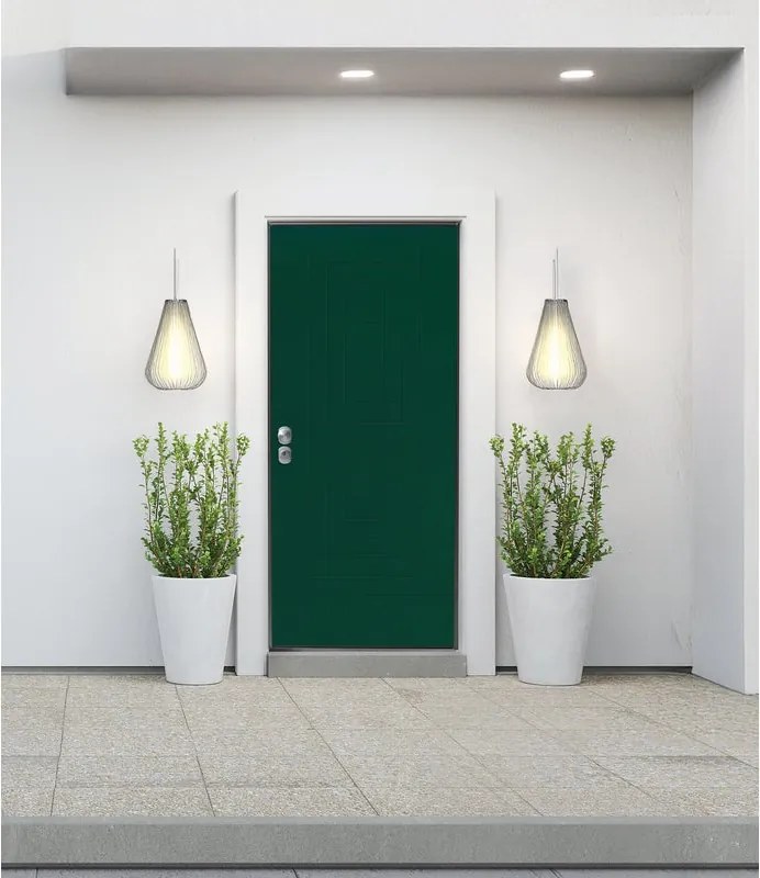 Porta blindata YALE Porta Luxe L 80 x H 210 cm in PVC verde/noce, apertura spingere a destra, falso telaio incluso