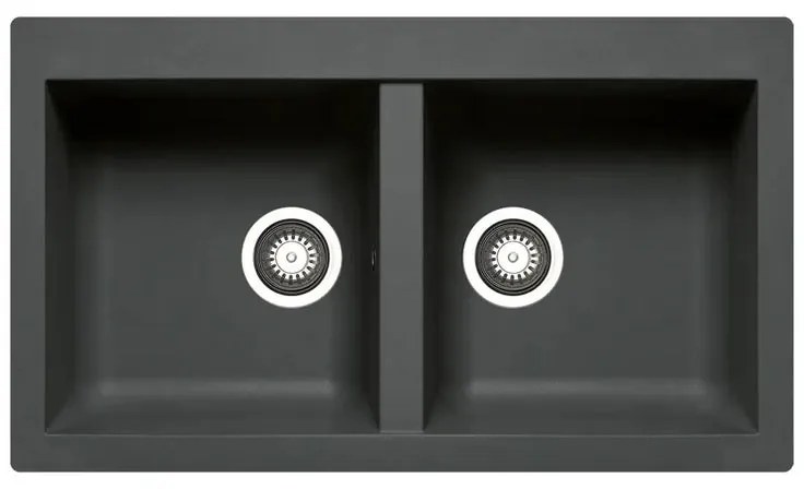 Lavello 2 vasche PYRAMIS Scirocco resina L 50 x L 86 cm nero