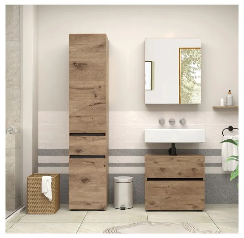 Mobile effetto rovere per lavabo da parete 60x55 cm Wisla - Støraa