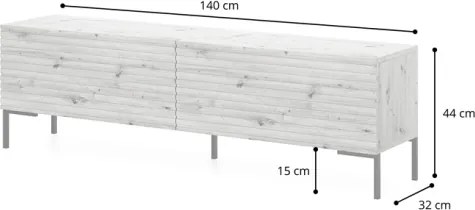 Mobile TV Da Terra 140 Cm Listellato 2 Ante Nero E Rovere Zenith