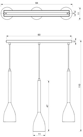 Lampadario su corda ISTAPPAR 3xE27/60W/230V nero