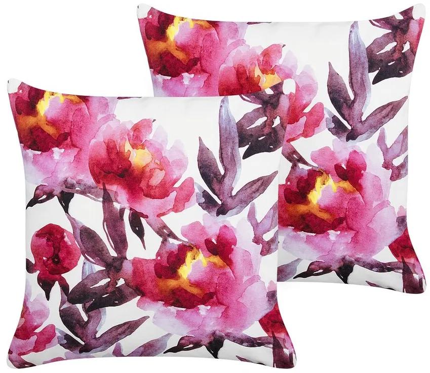 Set di 2 cuscini da esterno bianco e rosa 45 x 45 cm LANROSSO Beliani