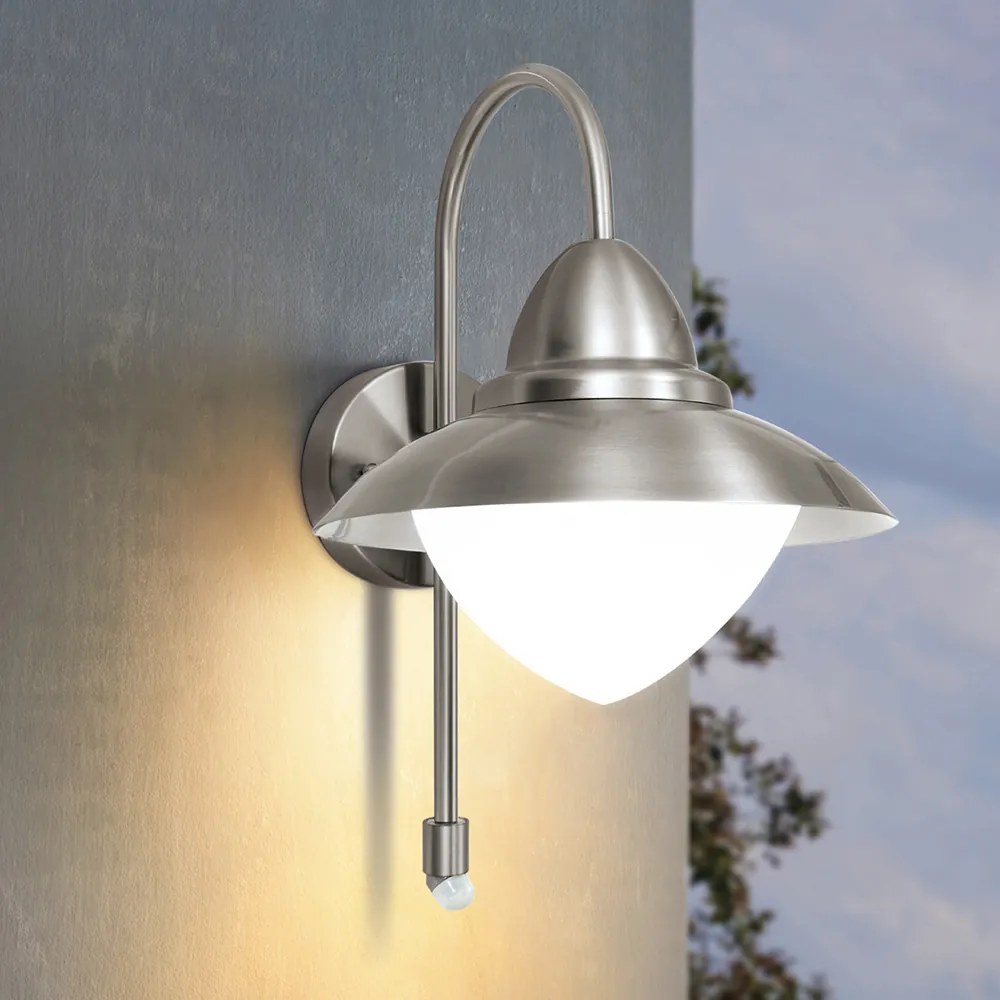 Applique Contemporanea Da Esterno Sidney 1 Luce Acciaio Inox Grigio Sensore