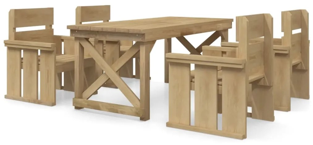 Set da pranzo per giardino 5 pz in legno di pino impregnato