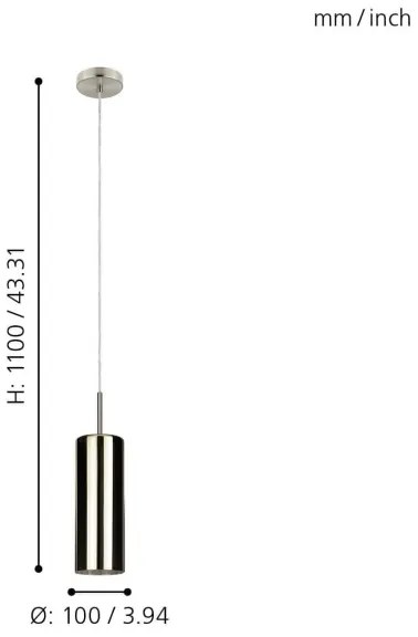 Eglo 98696 - Lampadario a sospensione con filo SELVINO 1xE27/15W/230V