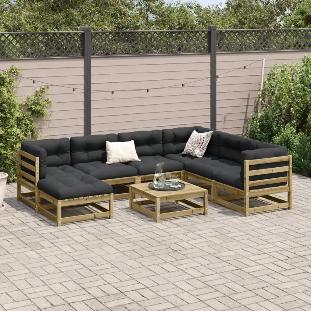 Set divani da giardino 8 pz in legno impregnato di pino