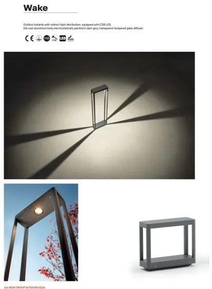 Redo 90580 - Lampada da esterno LED WAKE LED/8W/230V 3000K 20 cm IP65 antracite