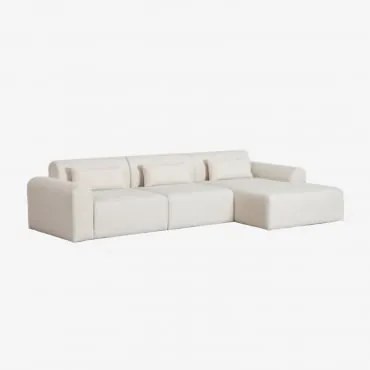 Divano Chaise Longue Destro Componibile In 3 Pezzi In Shearling Borjan Ciniglia Blanc - Sklum