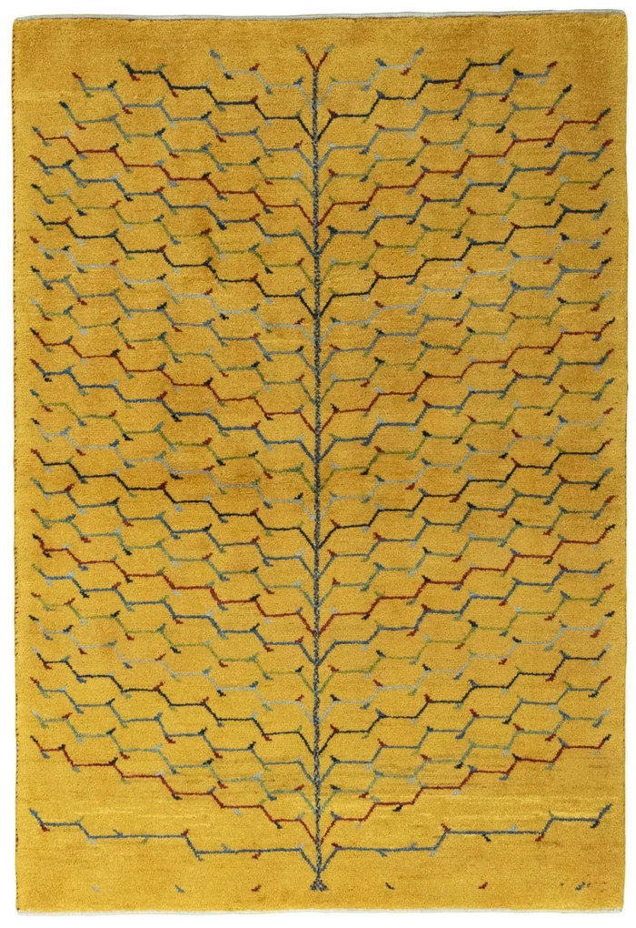 Gabbeh Tappeto 180 x 120 Giallo (Iran) Annodato A Mano