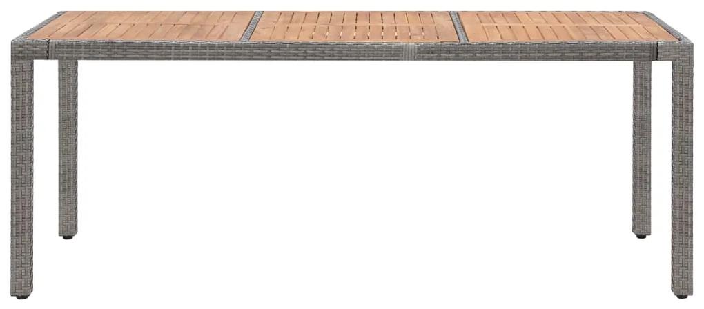 Tavolo giardino grigio 190x90x75cm polyrattan massello d&#039;acacia