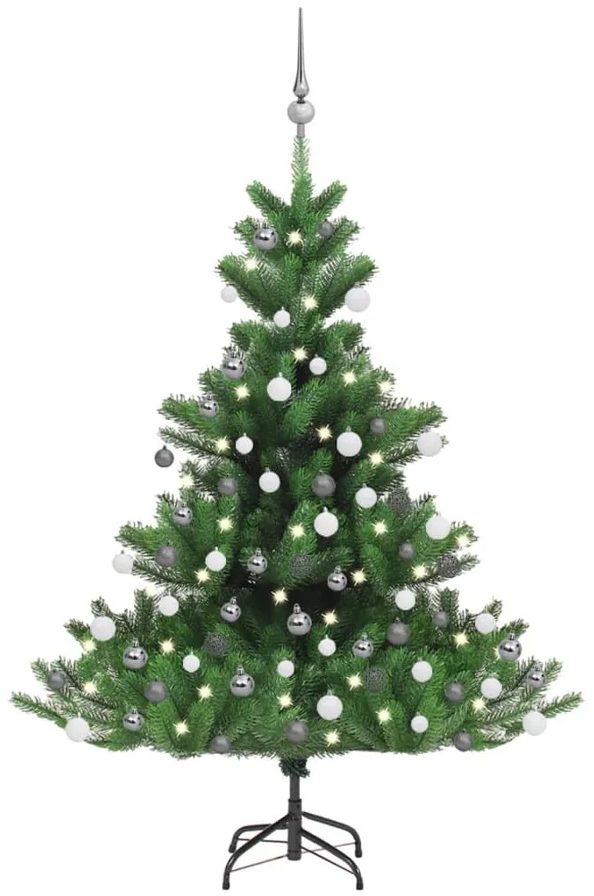 Albero Natale Artificiale Nordmann con LED e Palline Verde, Albero Natale Artificiale Nordmann LED Palline Verde 120 cm II