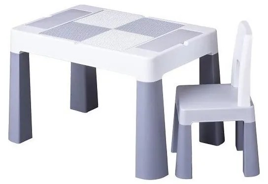 TEGA BABY - Set tavolo e sedia per bambini, grigio/bianco