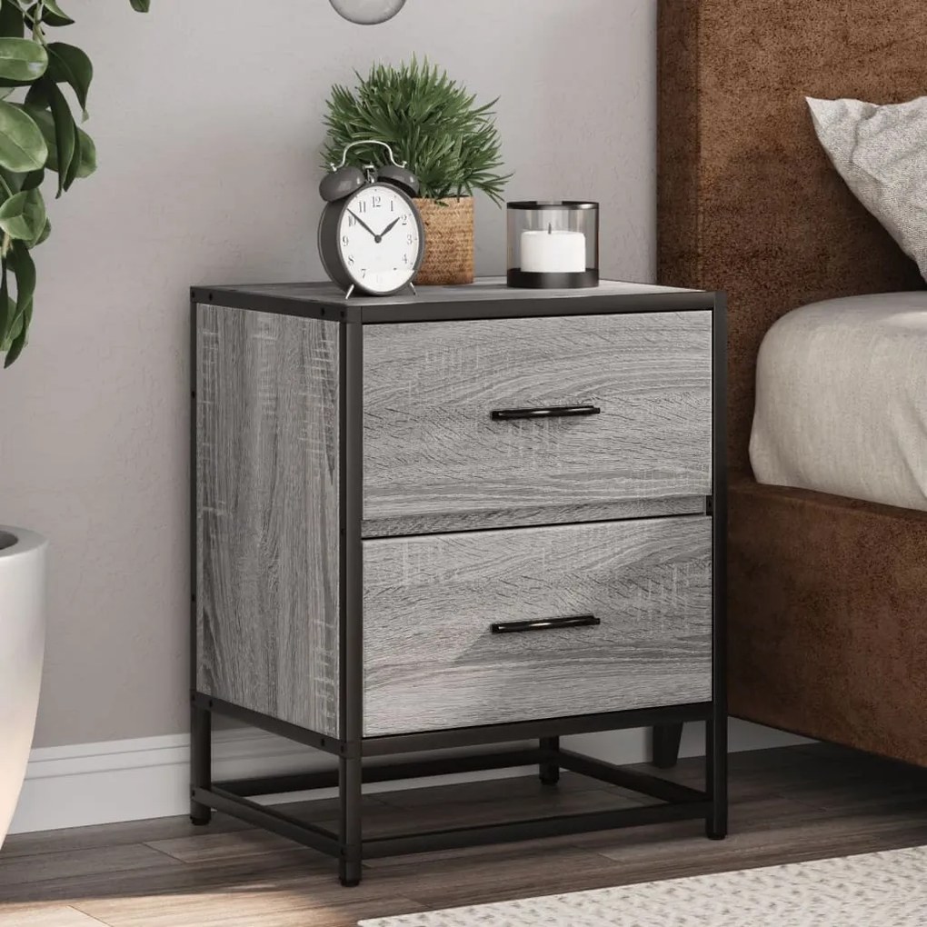 Comodino Grigio Sonoma 40x31x50 Cm İn Truciolato /