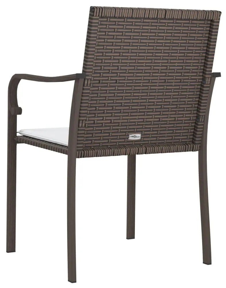 Sedie da Giardino con Cuscini 6pz Marroni 56x59x84cm Polyrattan