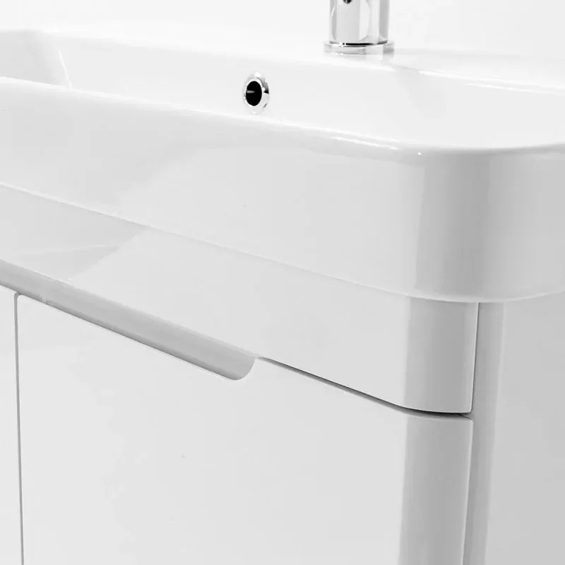 Mobile bagno sospeso 70 cm bianco lucido con armadietto a specchio Clip