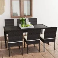 Set da Pranzo da Giardino 7 pz in Polyrattan Nero 3065697