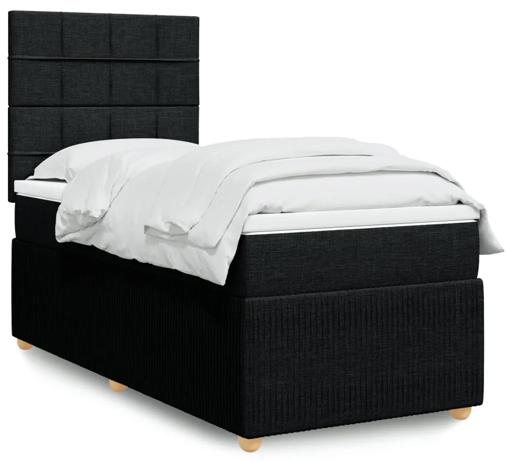 Giroletto A Molle Con Materasso Nero 90x200 Cm İn Tessuto /