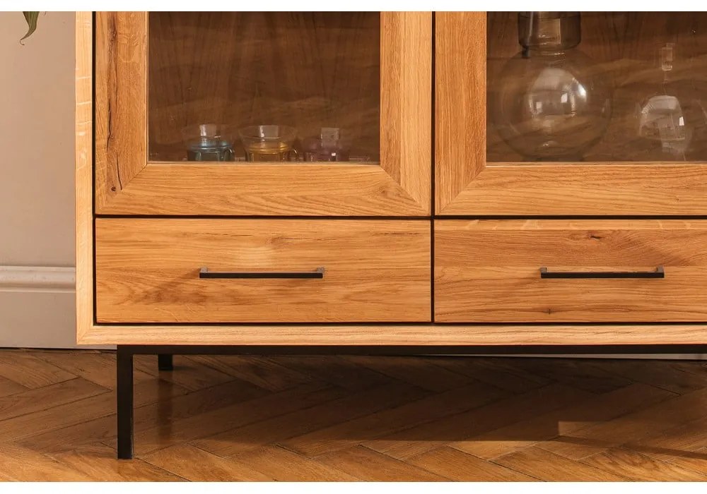 Vetrina in legno di quercia di colore naturale 144x95 cm Abies - The Beds