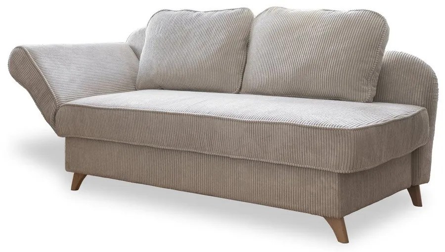 Chaise longue beige (con penisola a sinistra) con rivestimento in velluto a coste Chic Charlotte – Miuform