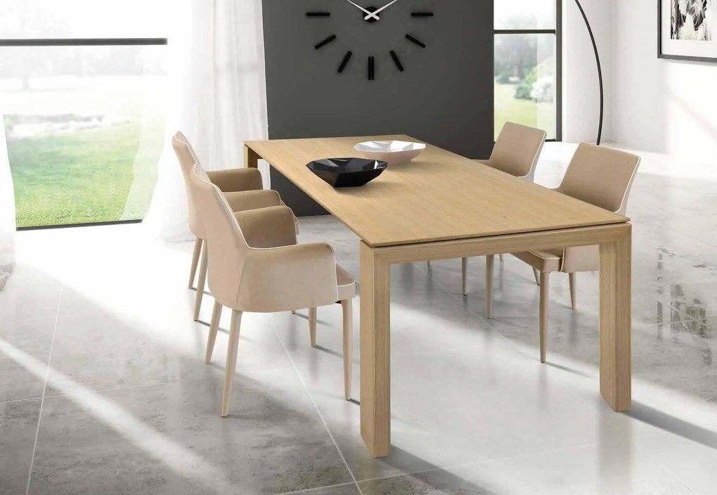 Tavolo  da pranzo moderno allungabile rovere naturale 180 x 90