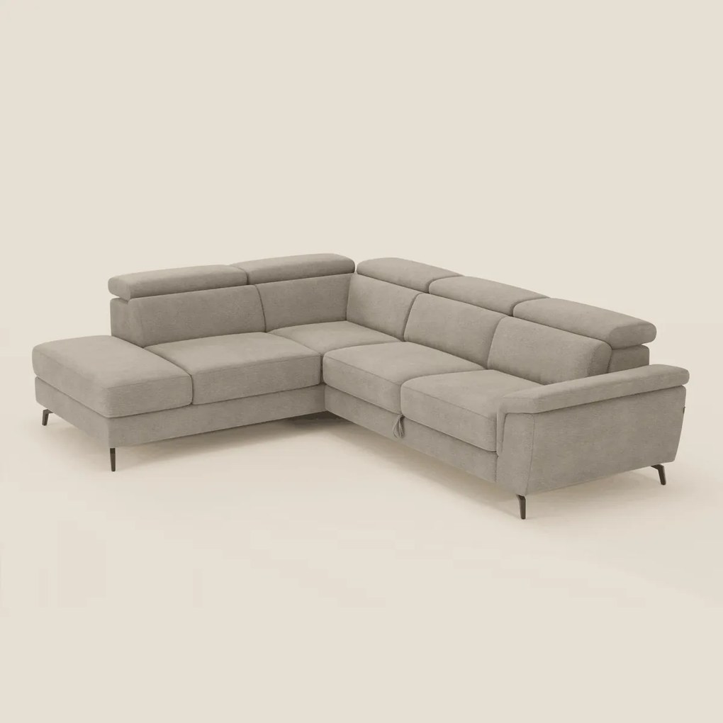 Estro Divano angolare estraibile - poggiatesta reclinabili in tessuto impermeabile T14 beige