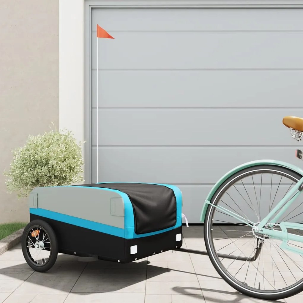 Rimorchio Da Bici Nero E Blu 45 Kg İn Ferro /