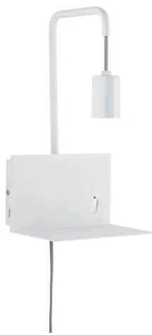 Paulmann 79812 - 1xE27/40W Lampada da parete con mensola e porta USB CALVANI 230V bianca