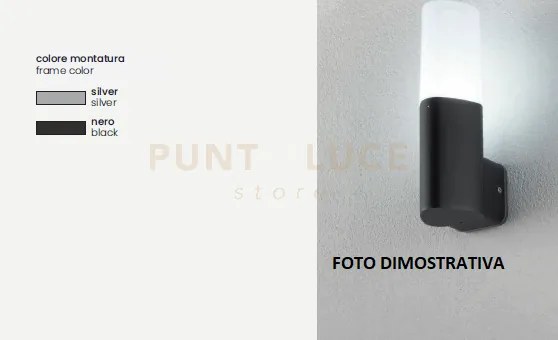 Applique pou silver 1 luce attacco e27 ip44 h.25cm