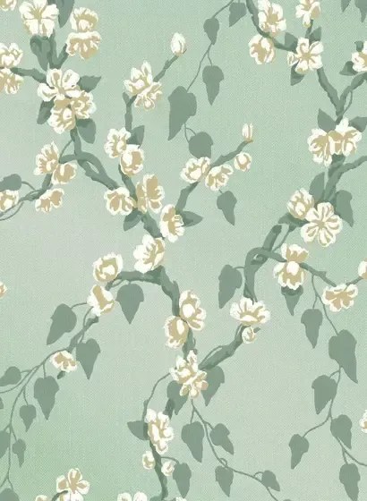 Little Greene Carta da parati Sakura - Aqua Lustre