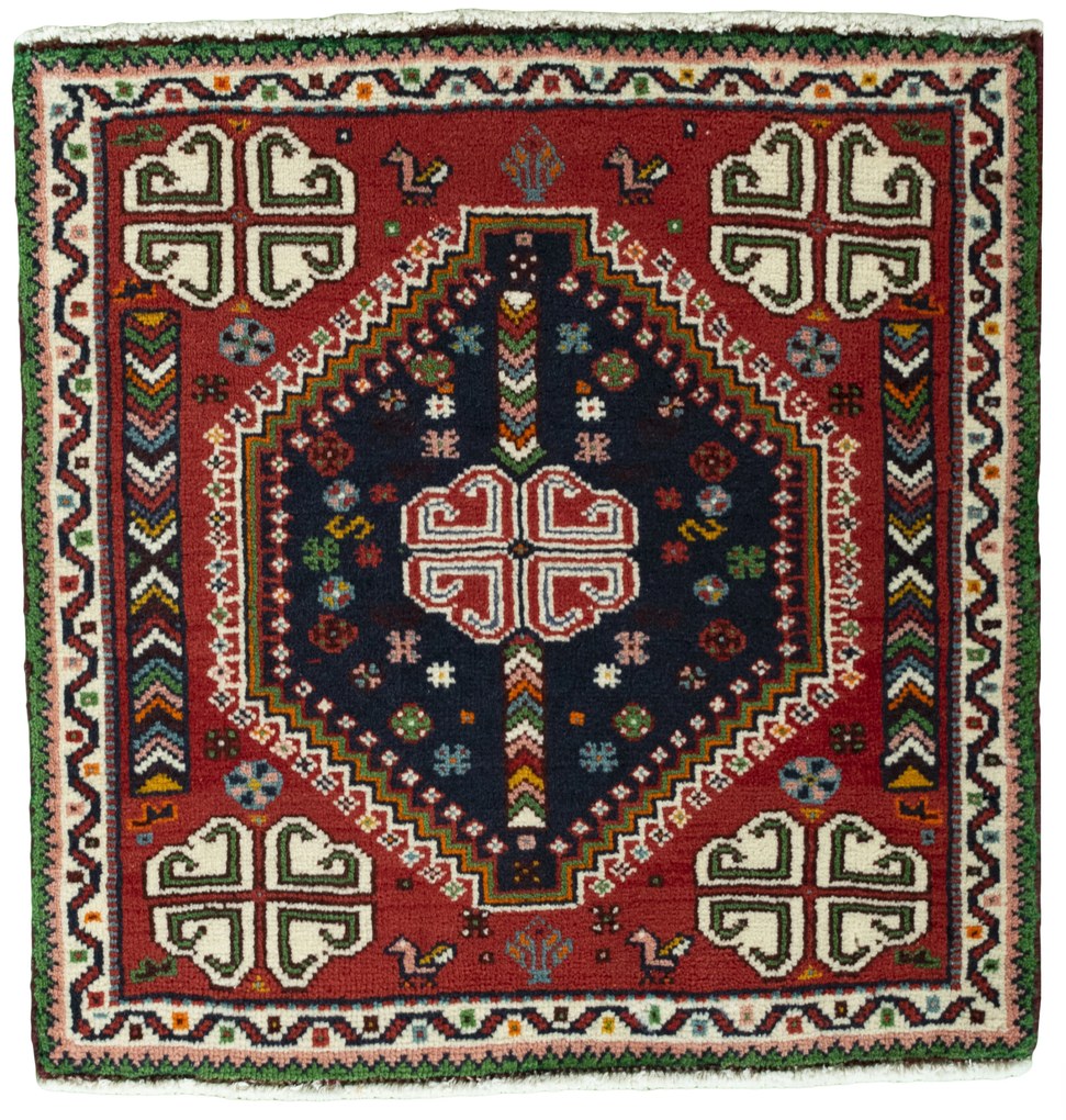 Shiraz Tappeto persiano 70 x 70 Rosso (Iran) Annodato A Mano