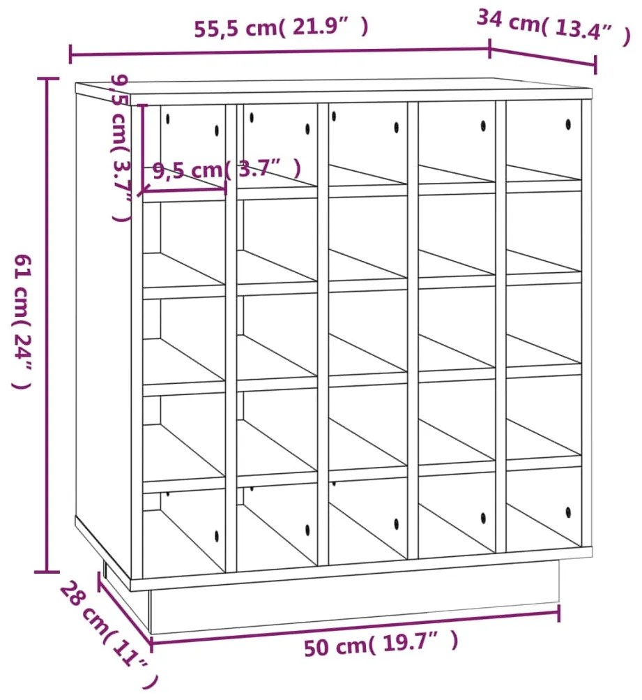 Portabottiglie Miele 55,5x34x61 cm in Legno Massello di Pino