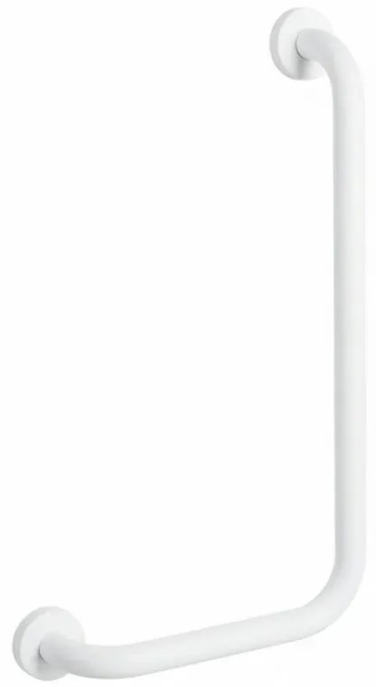 Corrimano angolare di sicurezza 35x65 cm con montante a destra in acciaio bianco