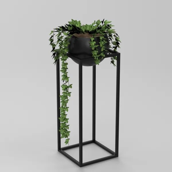 Maceta de metal 81,3x29 cm nero