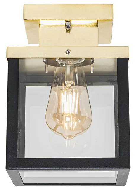 Lampada da soffitto da esterno industriale nera con oro - Rotterdam