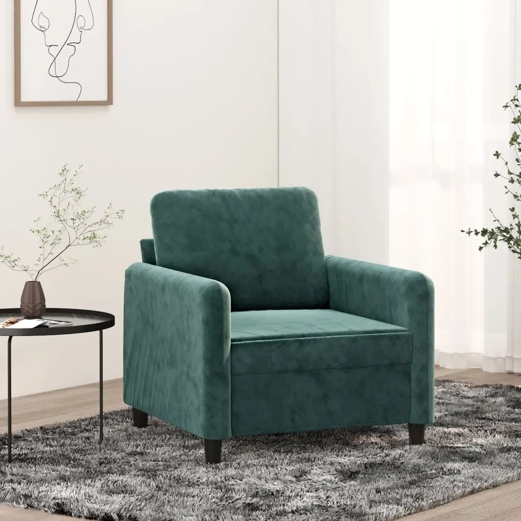 Poltrona verde scuro 60 cm velluto