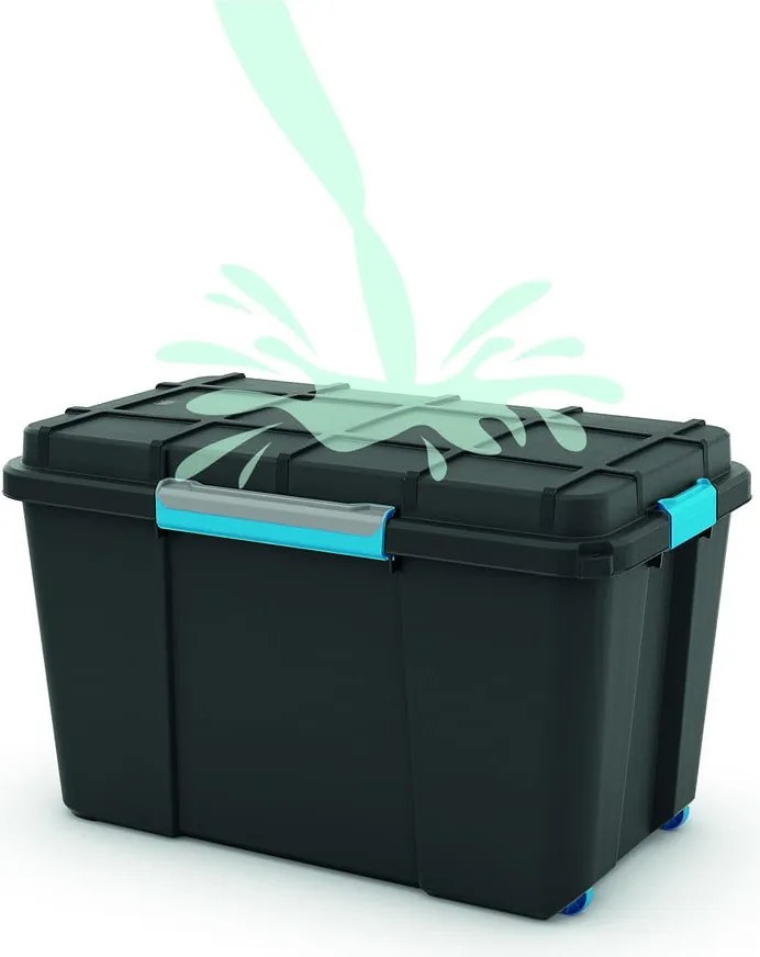 Scatola con coperchio nera in plastica 73,5x44,5x46 cm Scuba Box – KIS