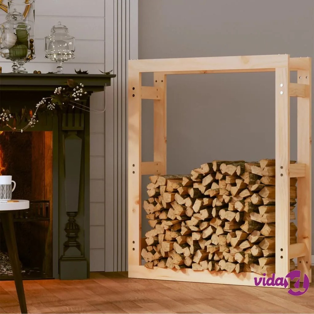 vidaXL Portalegna 80x25x100 cm in Legno Massello di Pino
